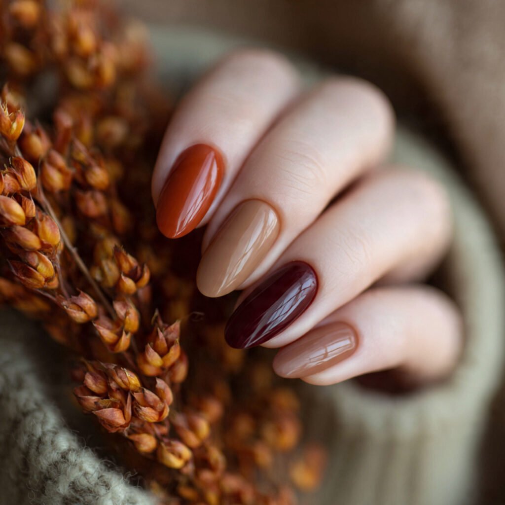 28 warm earth tone nail ideas a close up photograp