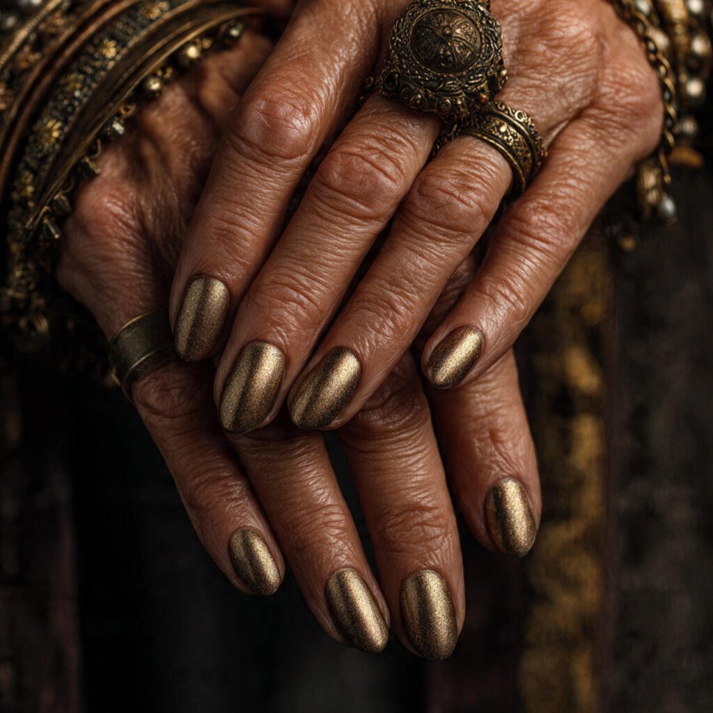 28 Stunning End of Summer Nail Color Ideas You Need to Try Now 28 Antique Gold Nail Ideas