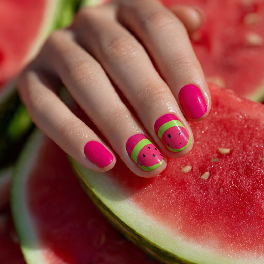 Watermelon Slice Nail Ideas
