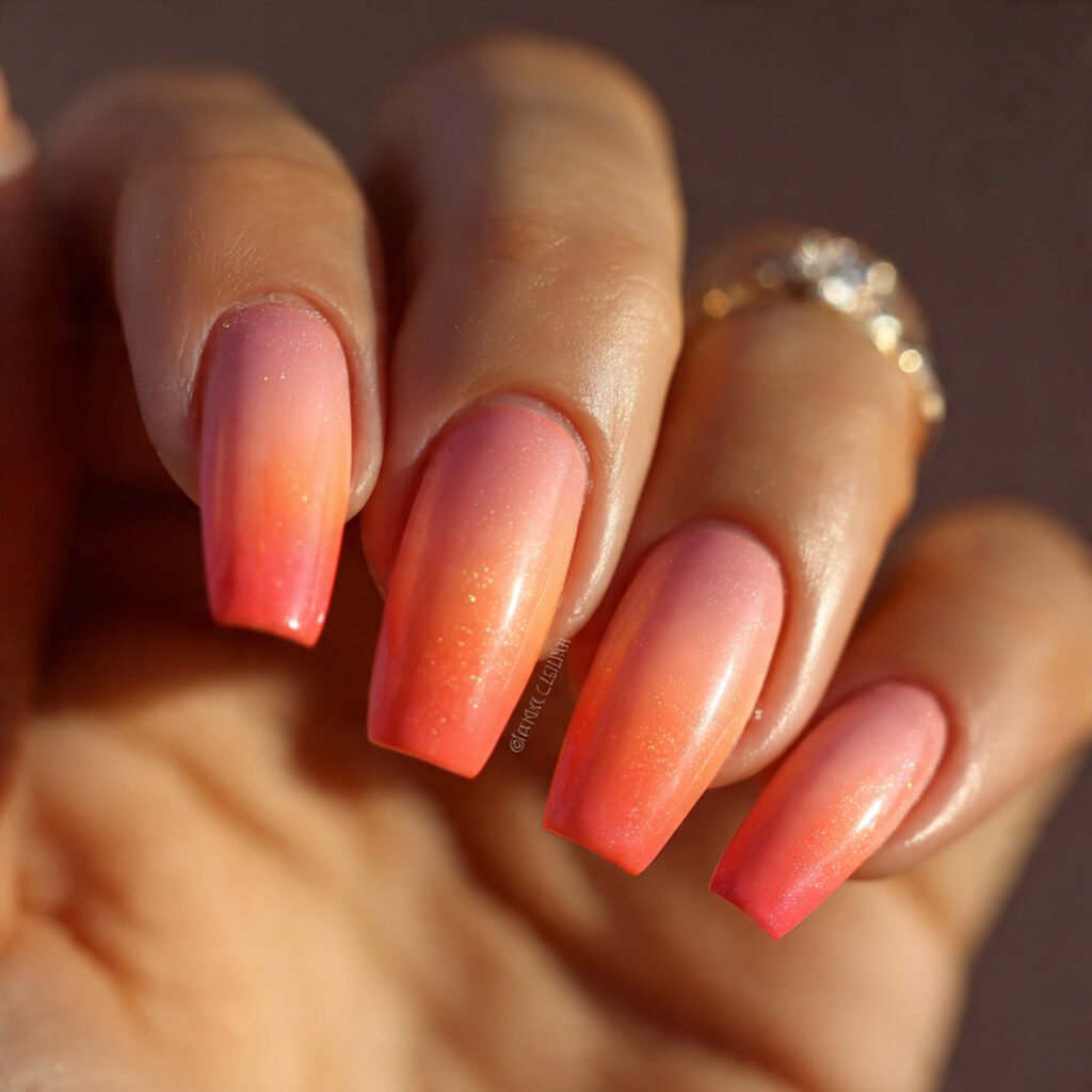 Peach Coral Ombre Nail Ideas