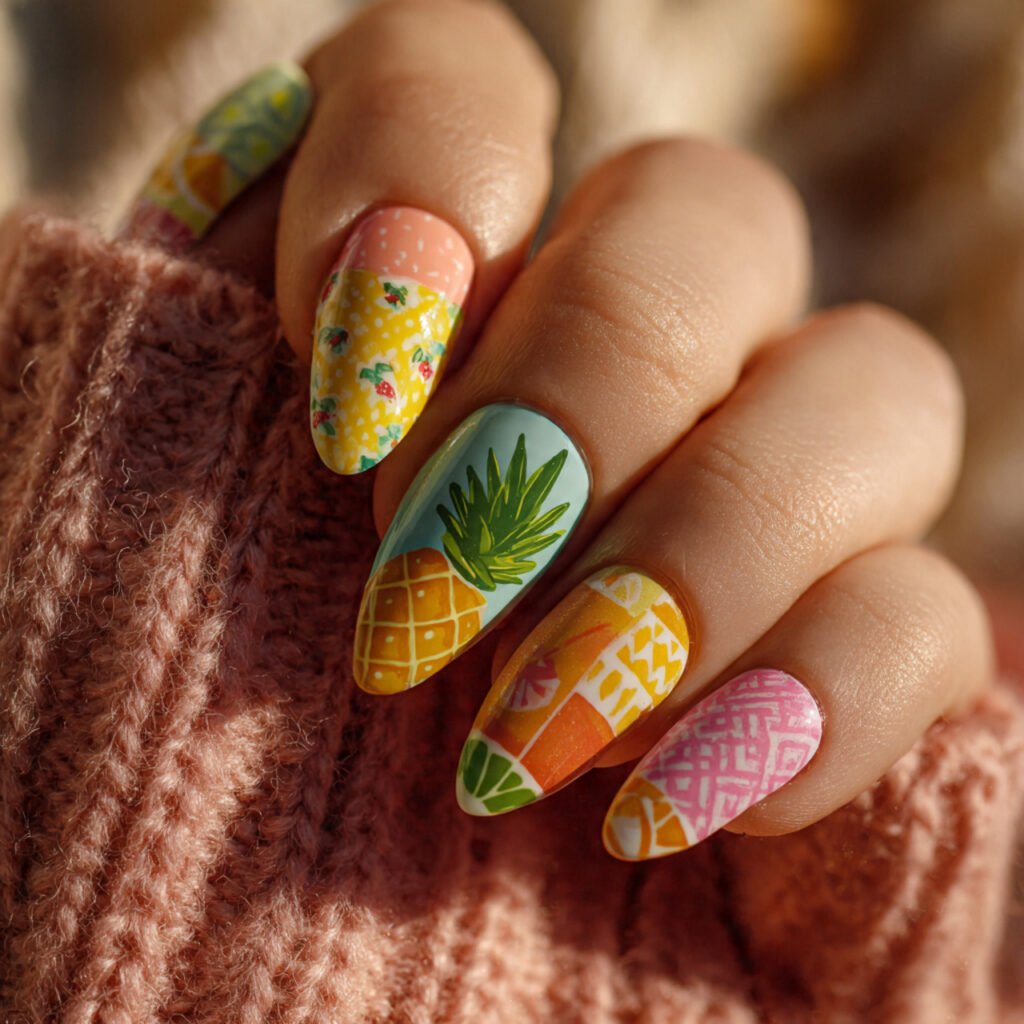 Vacation-Ready Almond Nail Ideas