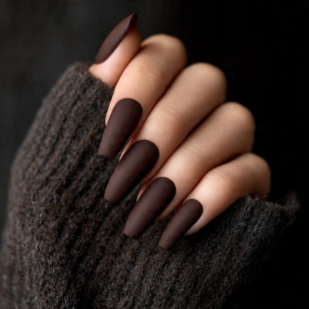 25 Best Brown Nail Ideas That Are Totally Trending Right Now 5 Espresso Matte Nail Ideas