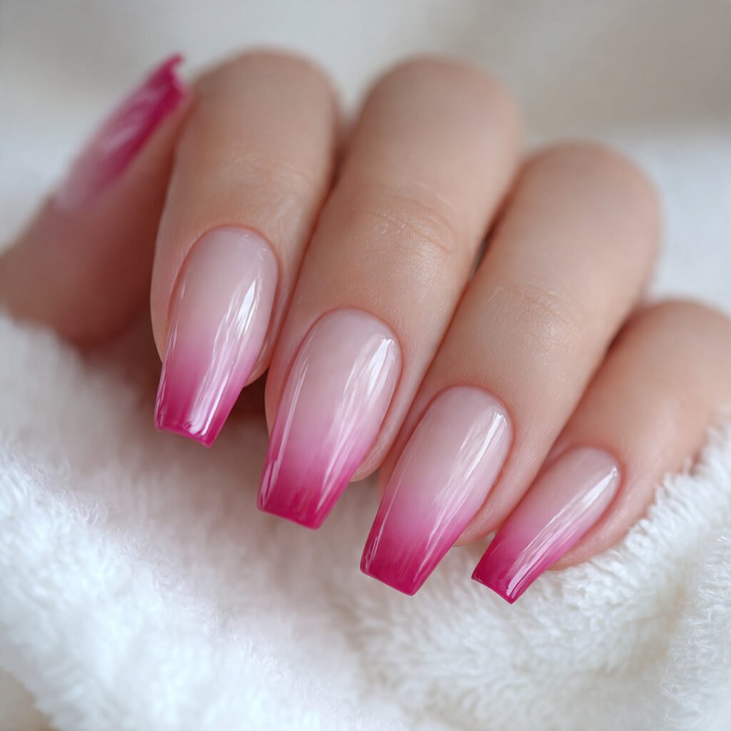 Pink Ombre French Tip Nails