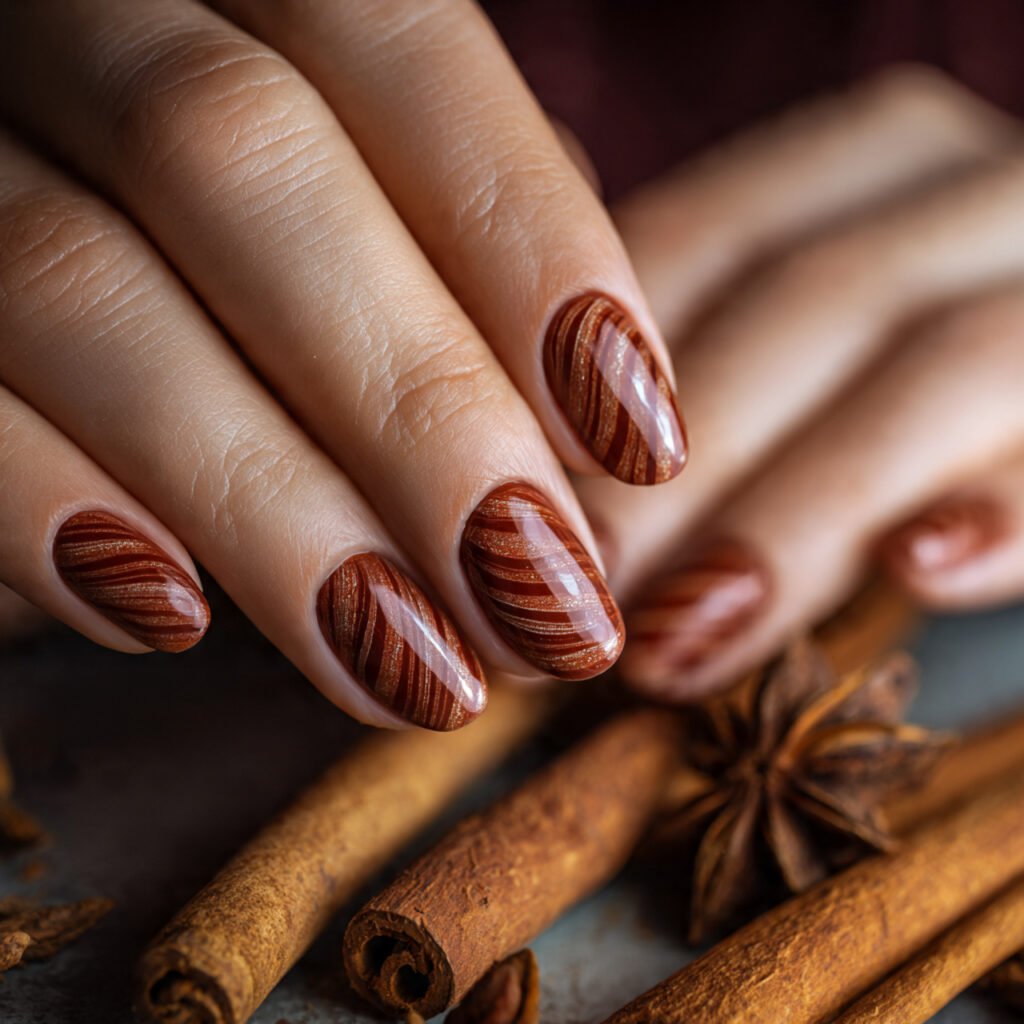 25 Best Brown Nail Ideas That Are Totally Trending Right Now 6 Cinnamon Swirl Nail Ideas