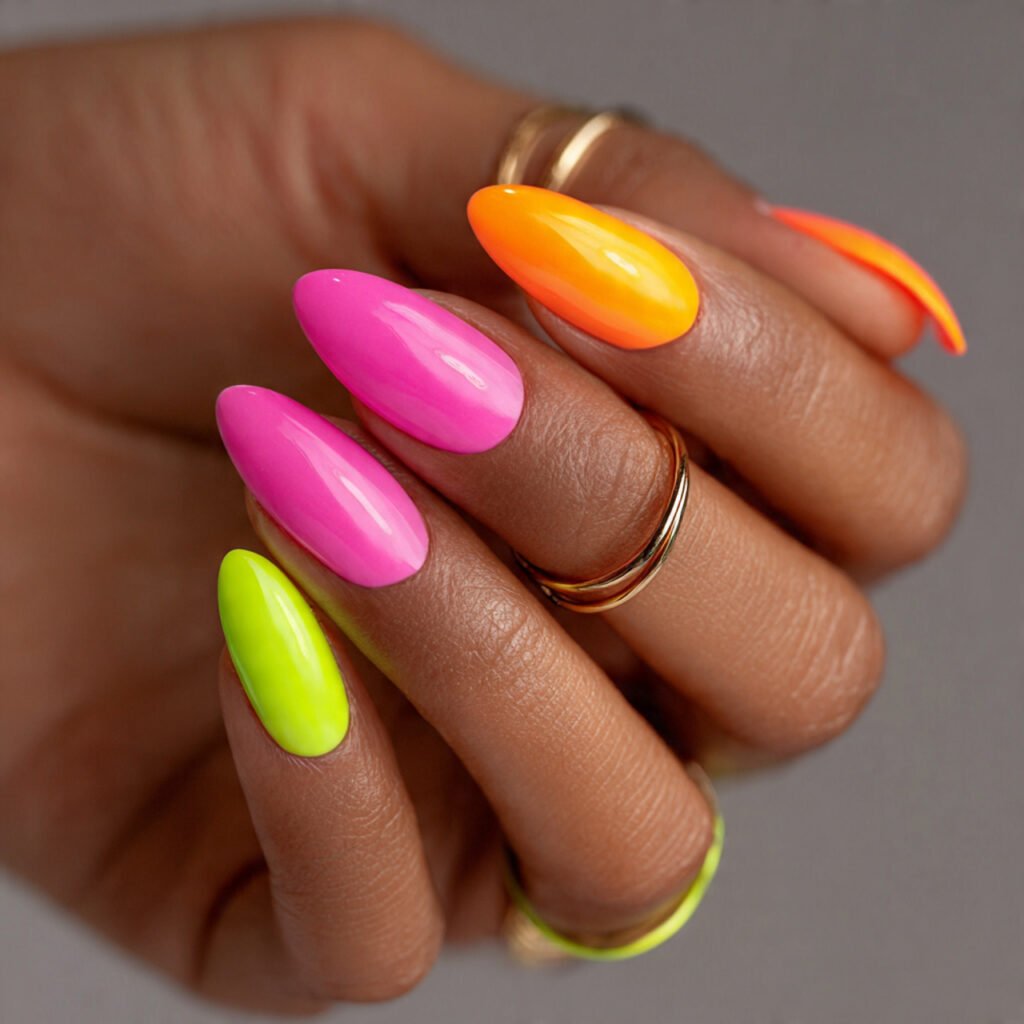 Neon Summer Almond Nail Ideas