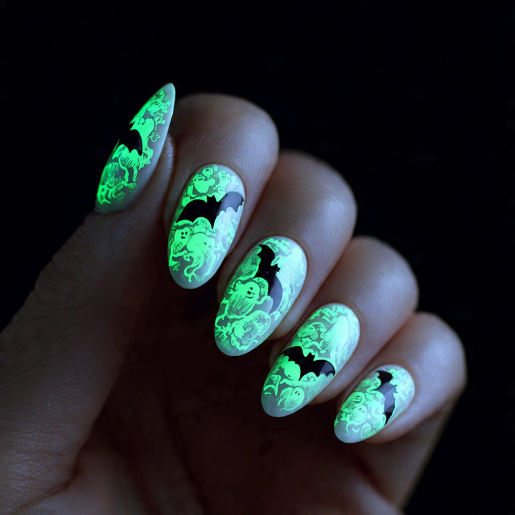 30 Best Halloween Nail Ideas for Every Vibe and Skill Level 7 Glow in the Dark Halloween Nails