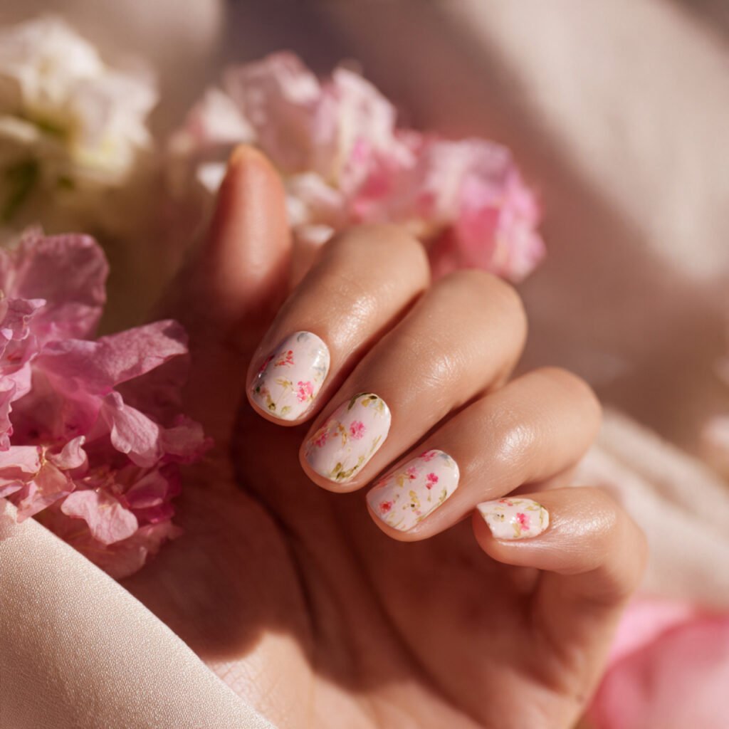 Tiny Floral Nail Ideas