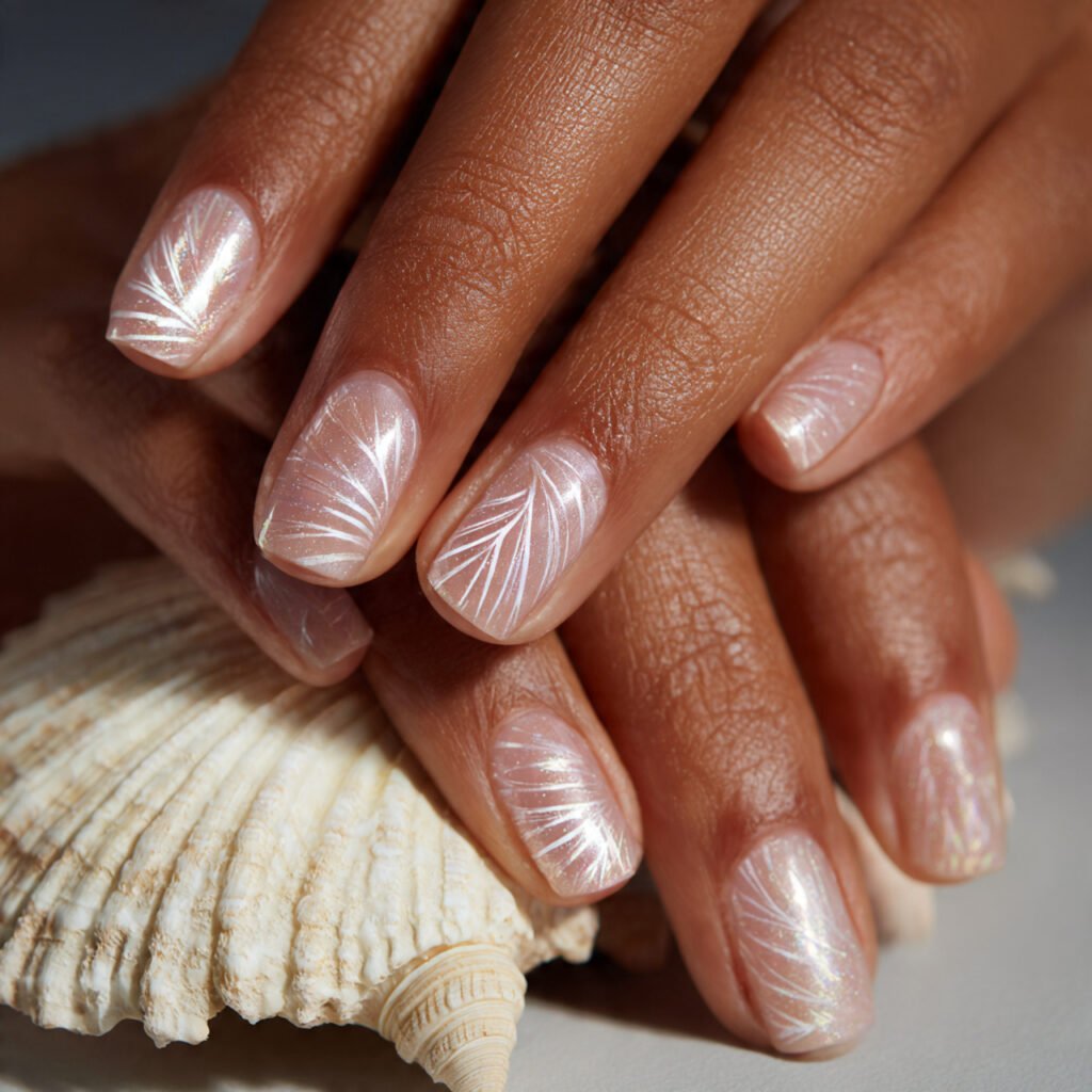 25 Gorgeous End of Summer Nail Ideas You Will Absolutely Love 7 Seashell Accent Nail Ideas