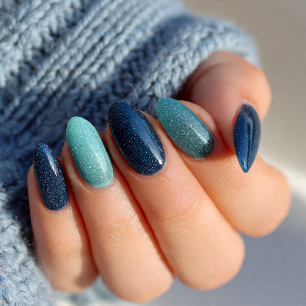 Ocean Blue Almond Nail Ideas