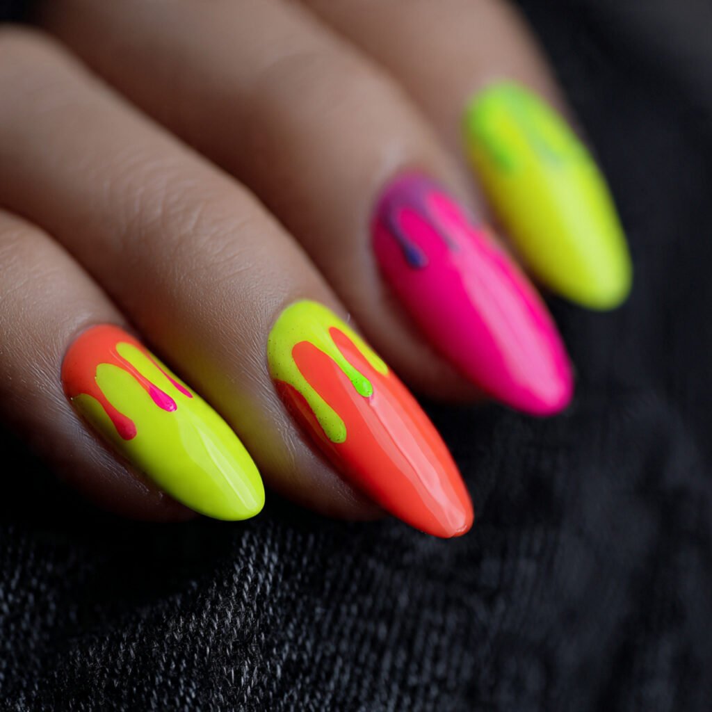 29 Stunning Nails Summer 2026 Ideas for Every Style and Mood 8 Neon Drip Nail Ideas