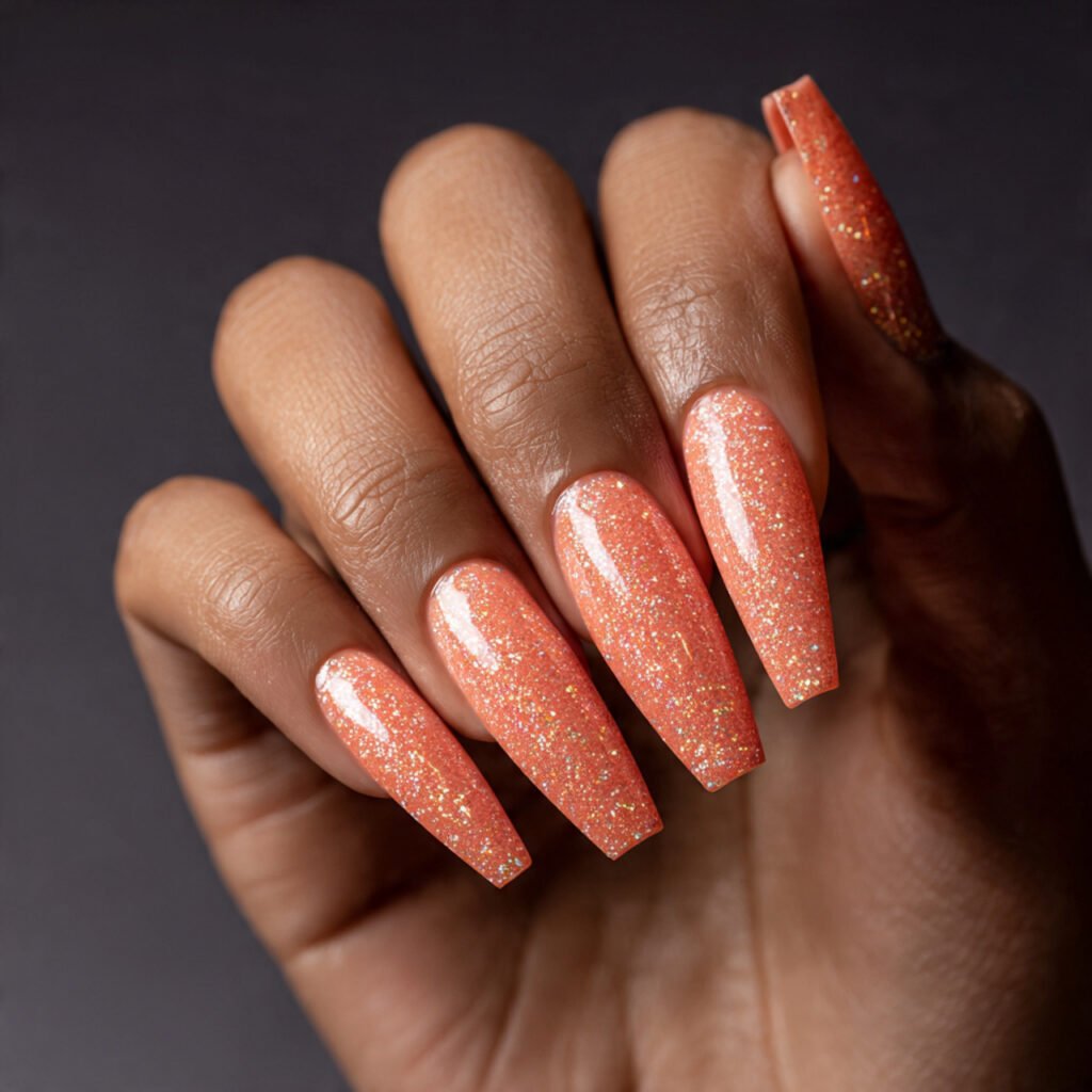 Peach Coral Acrylic Nail Ideas