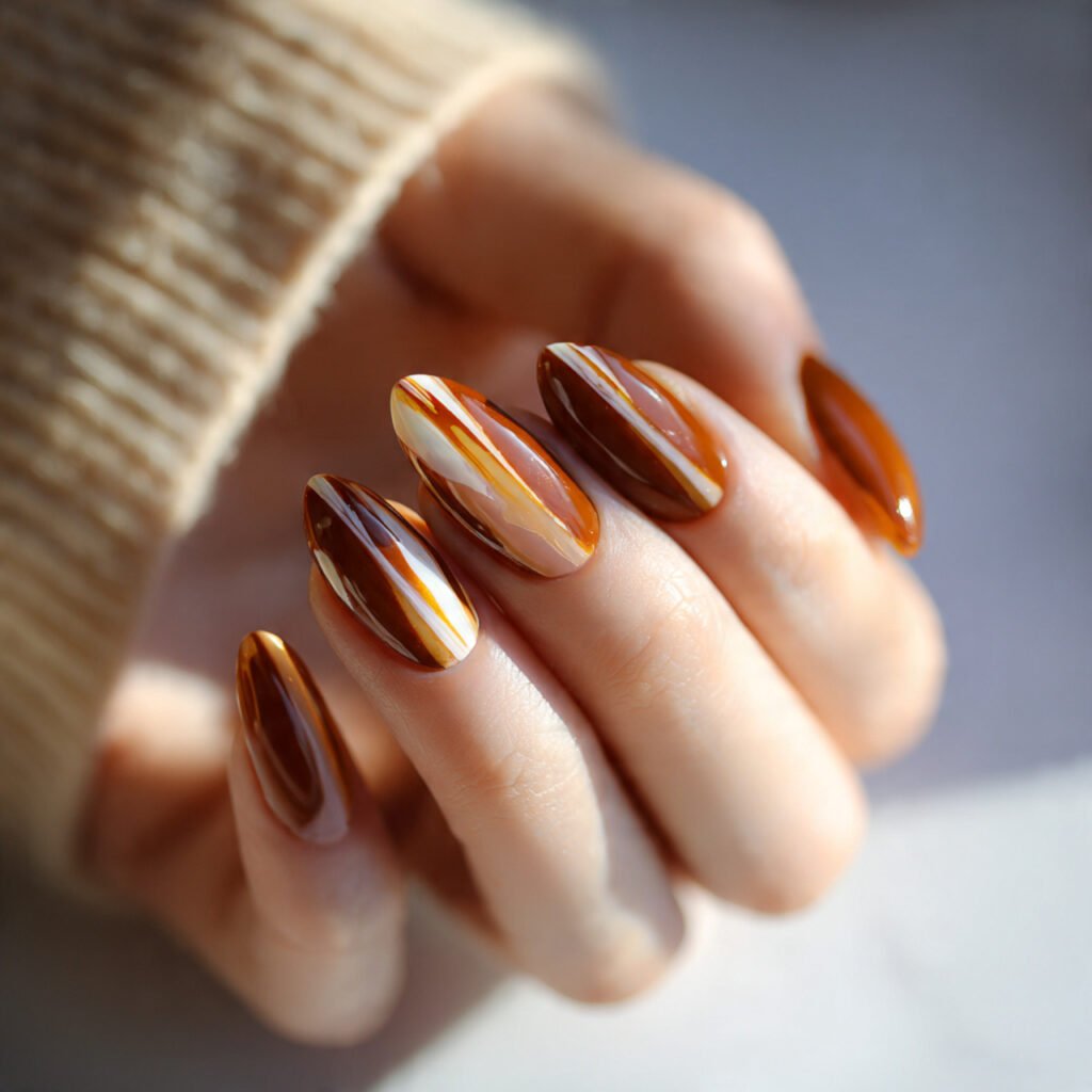 25 Best Brown Nail Ideas That Are Totally Trending Right Now 8 Toffee Drip Nail Ideas