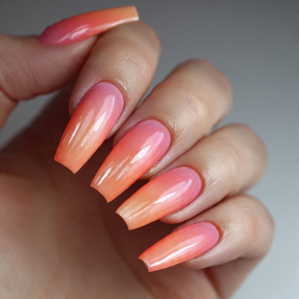 Peach Coral Coffin Nail Ideas