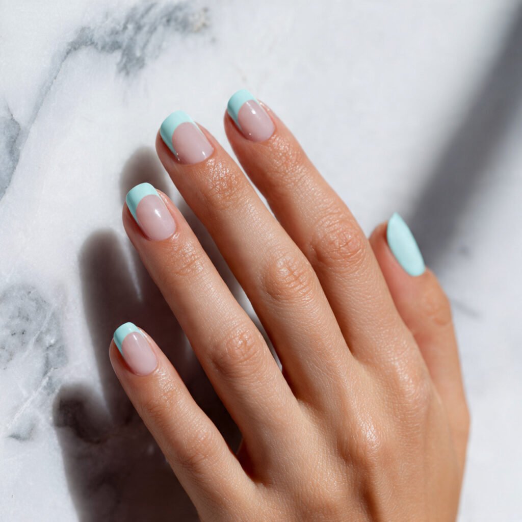 Aqua French Nail Ideas