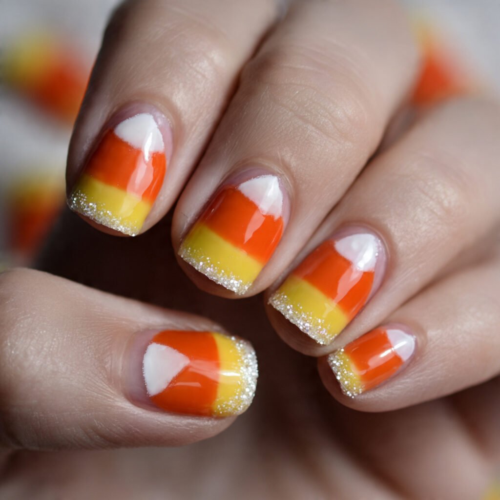30 Best Halloween Nail Ideas for Every Vibe and Skill Level 10 Candy Corn Nail Art