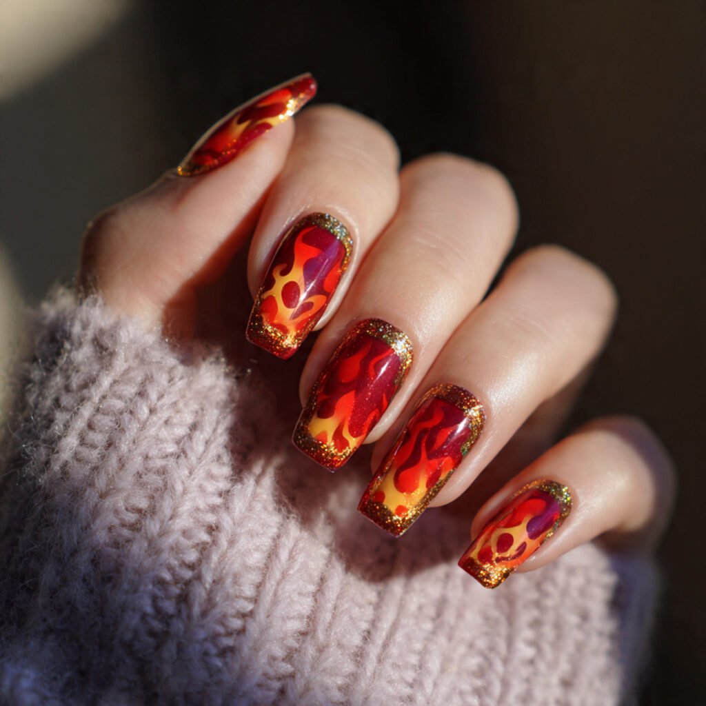Fiery Leo Nail Ideas