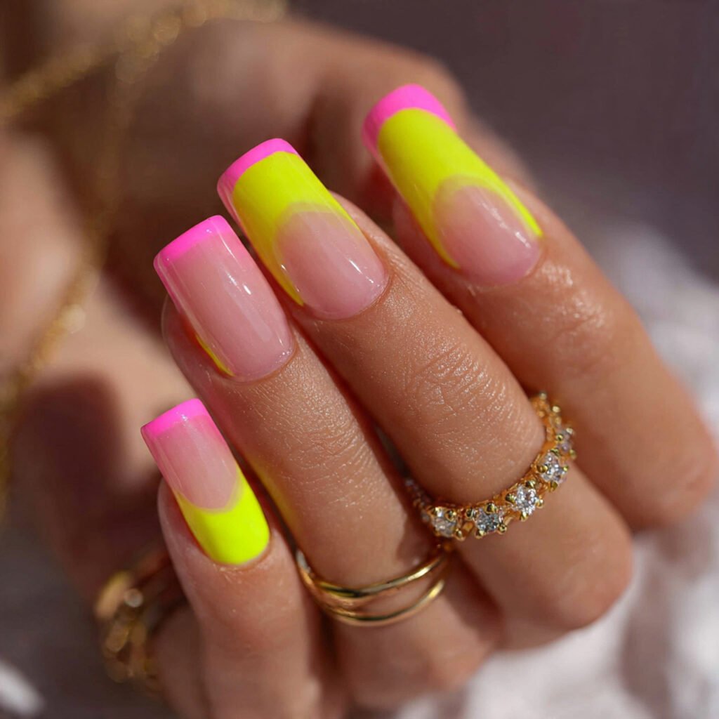 Hot Pink and Neon Yellow Nail Ideas