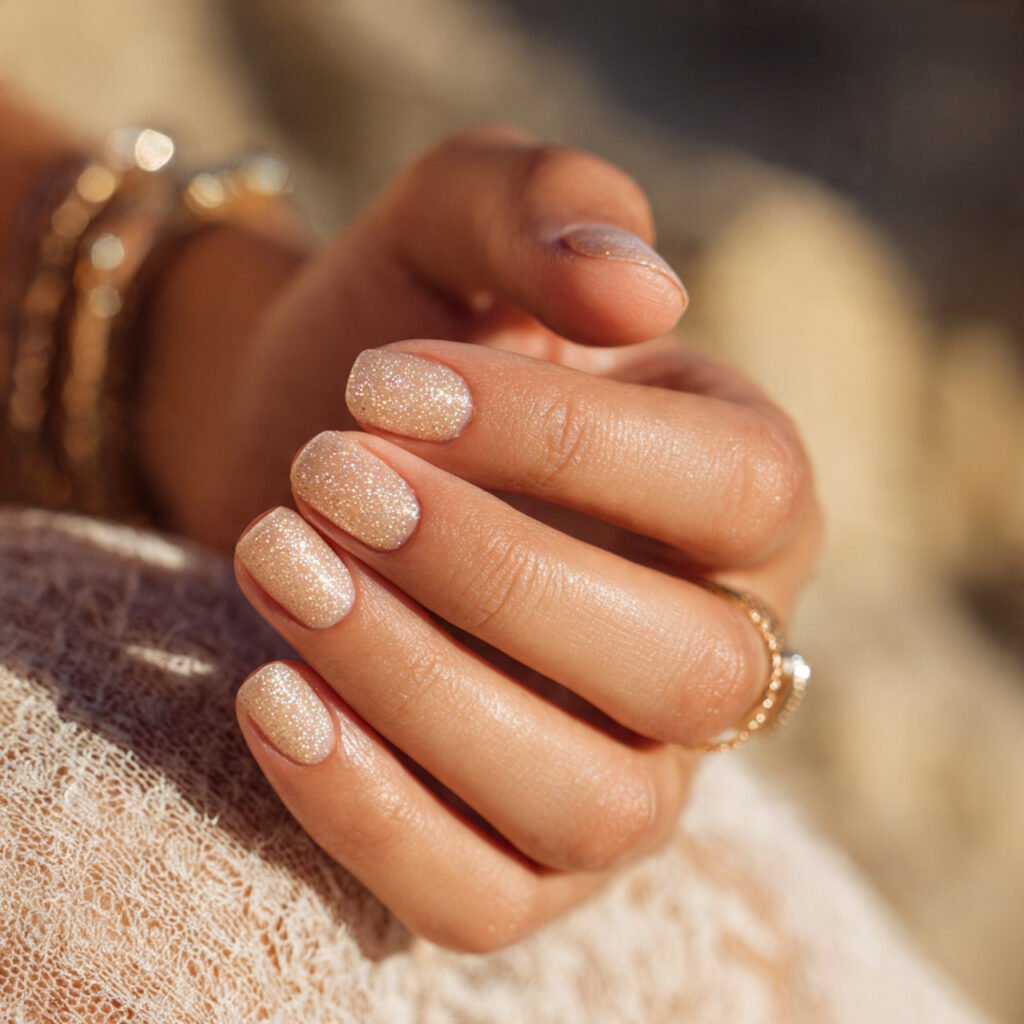 29 Stunning Nails Summer 2026 Ideas for Every Style and Mood 10 Shimmering Sand Nail Ideas