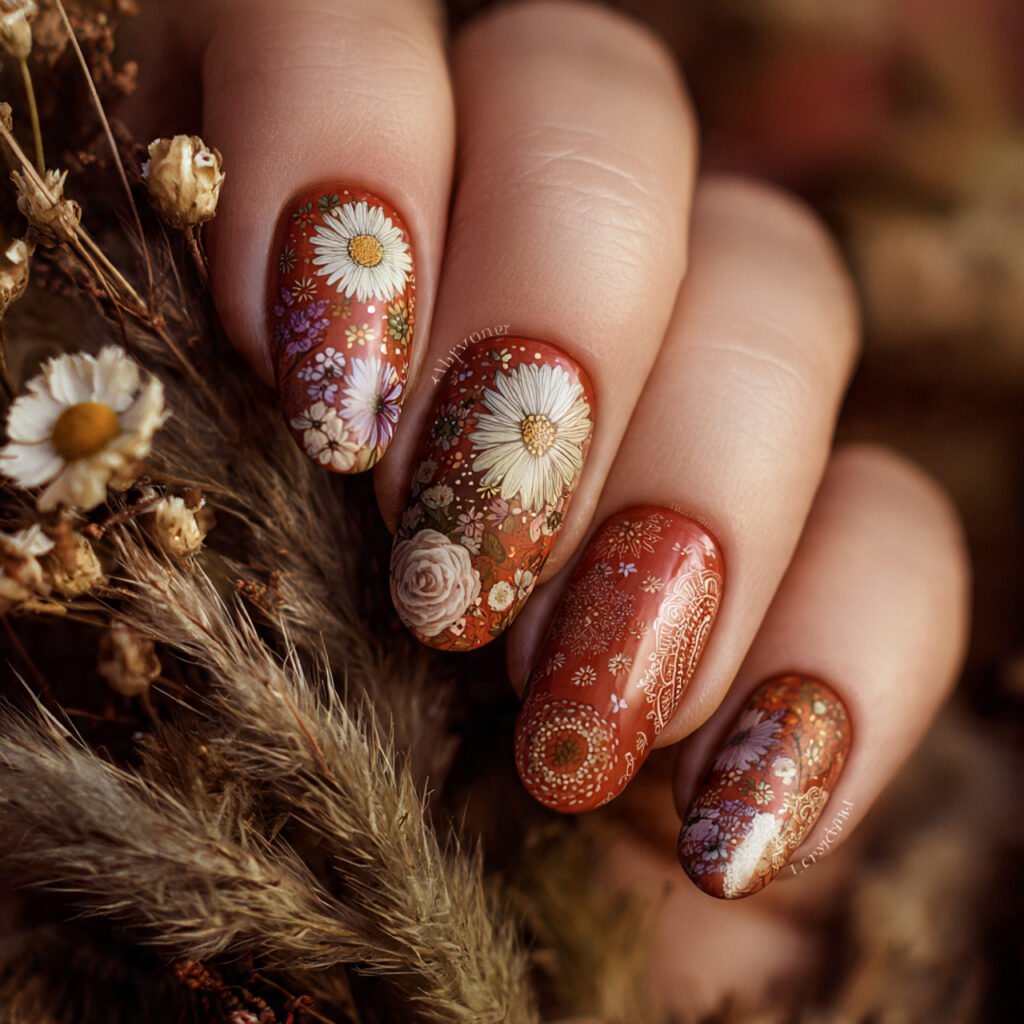 Boho Floral Nail Ideas