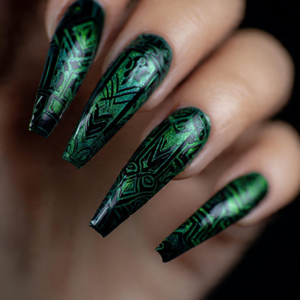 Green and Black Nail Ideas