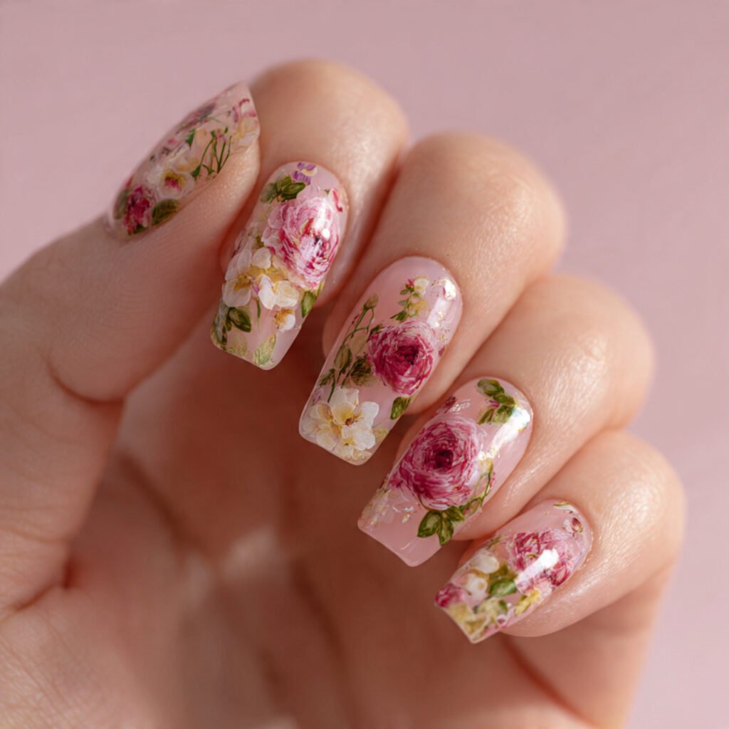 Garden Flower Nail Ideas
