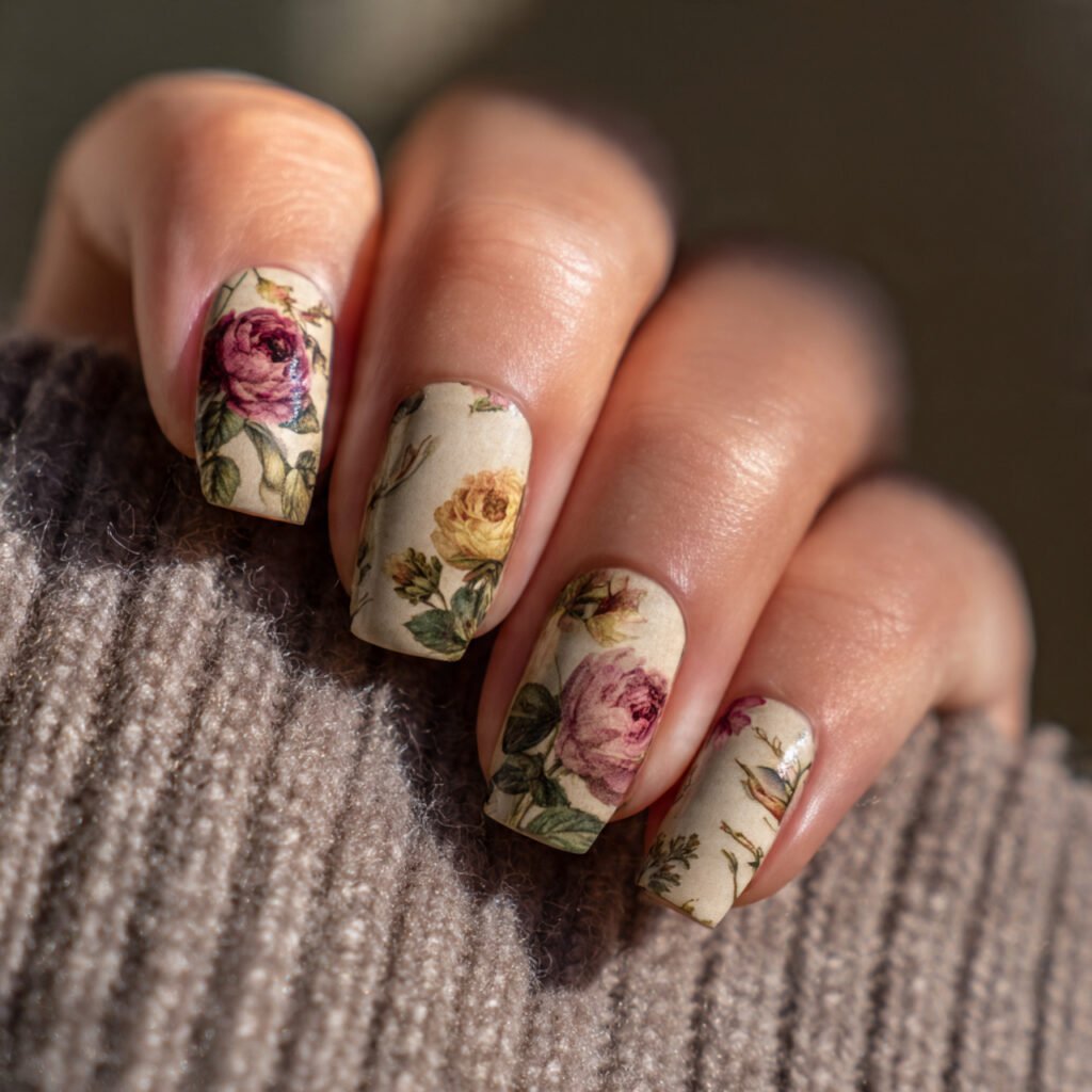Vintage Floral Nail Ideas