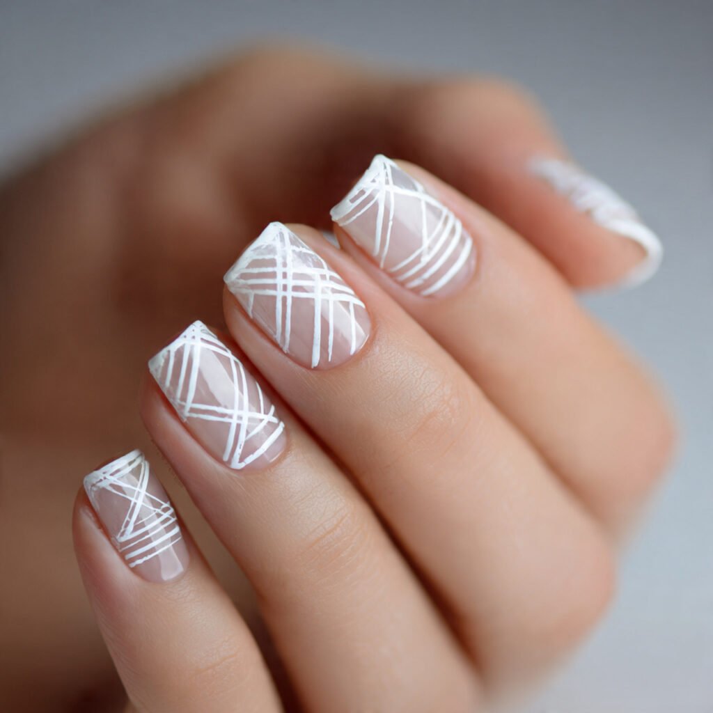 Silver Glitter Accents on White Base