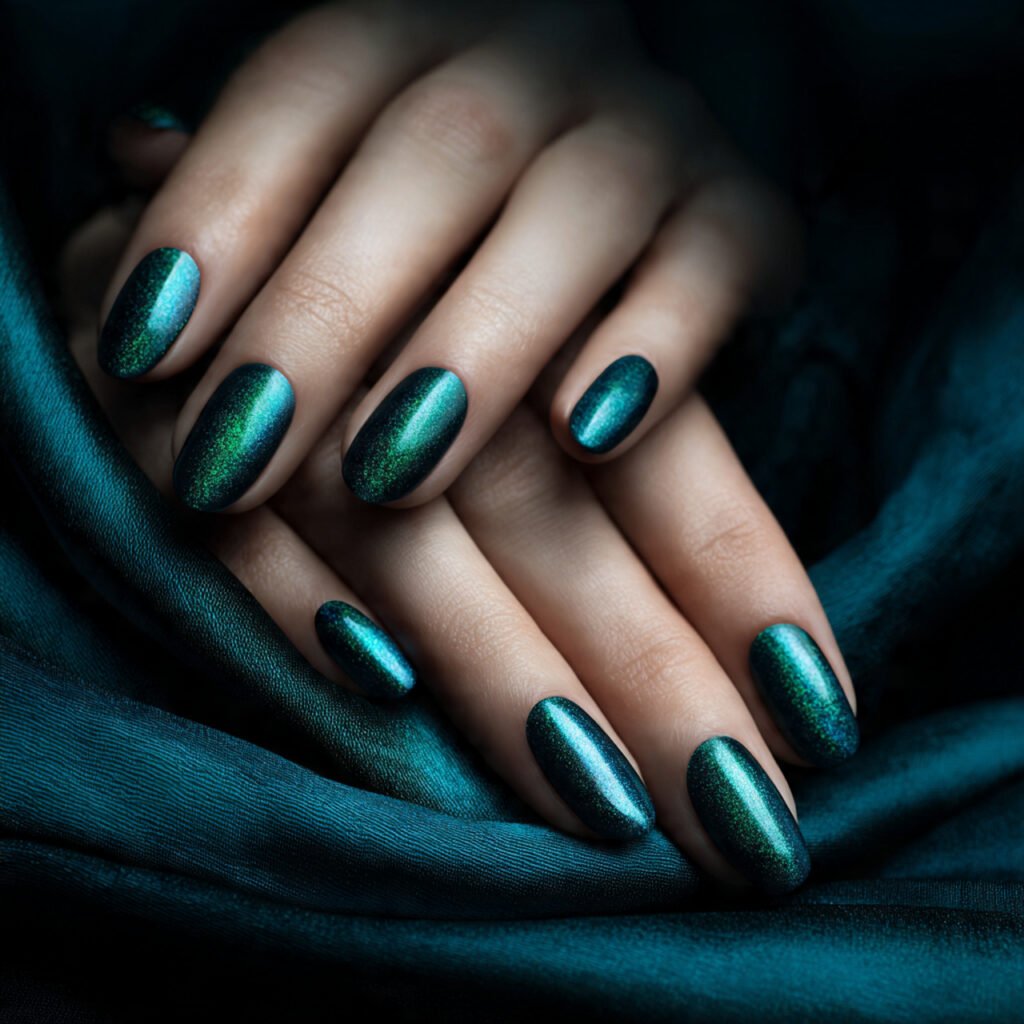 Deep Teal Peacock Shimmer