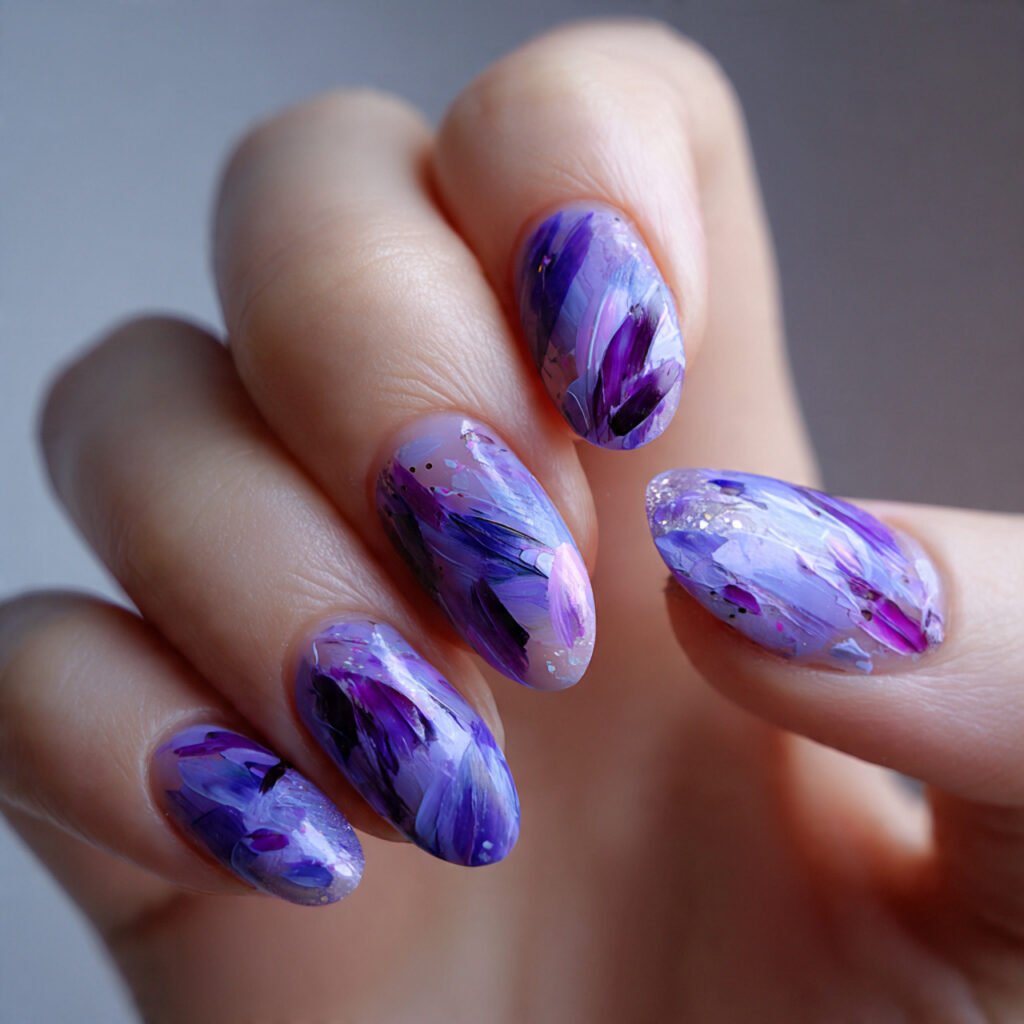 Abstract Violet Brush Stroke Design