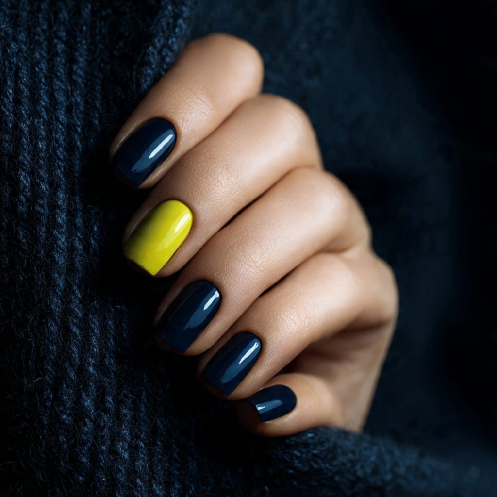 Lemon and Indigo Nail Ideas