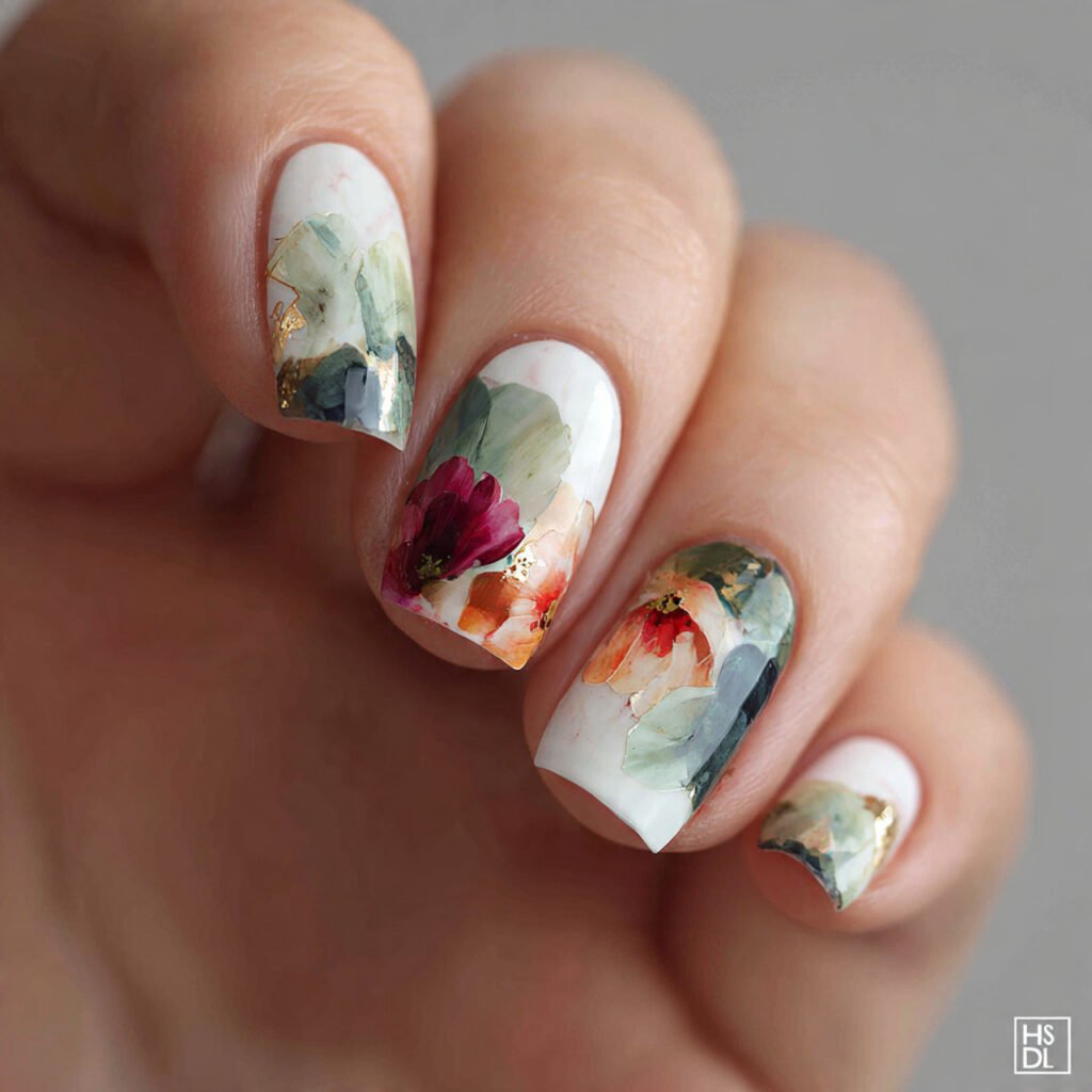 Abstract Floral Nail Ideas