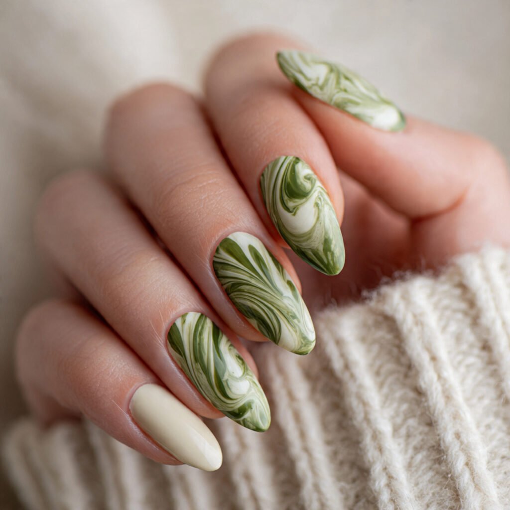 Green Swirl Nail Ideas