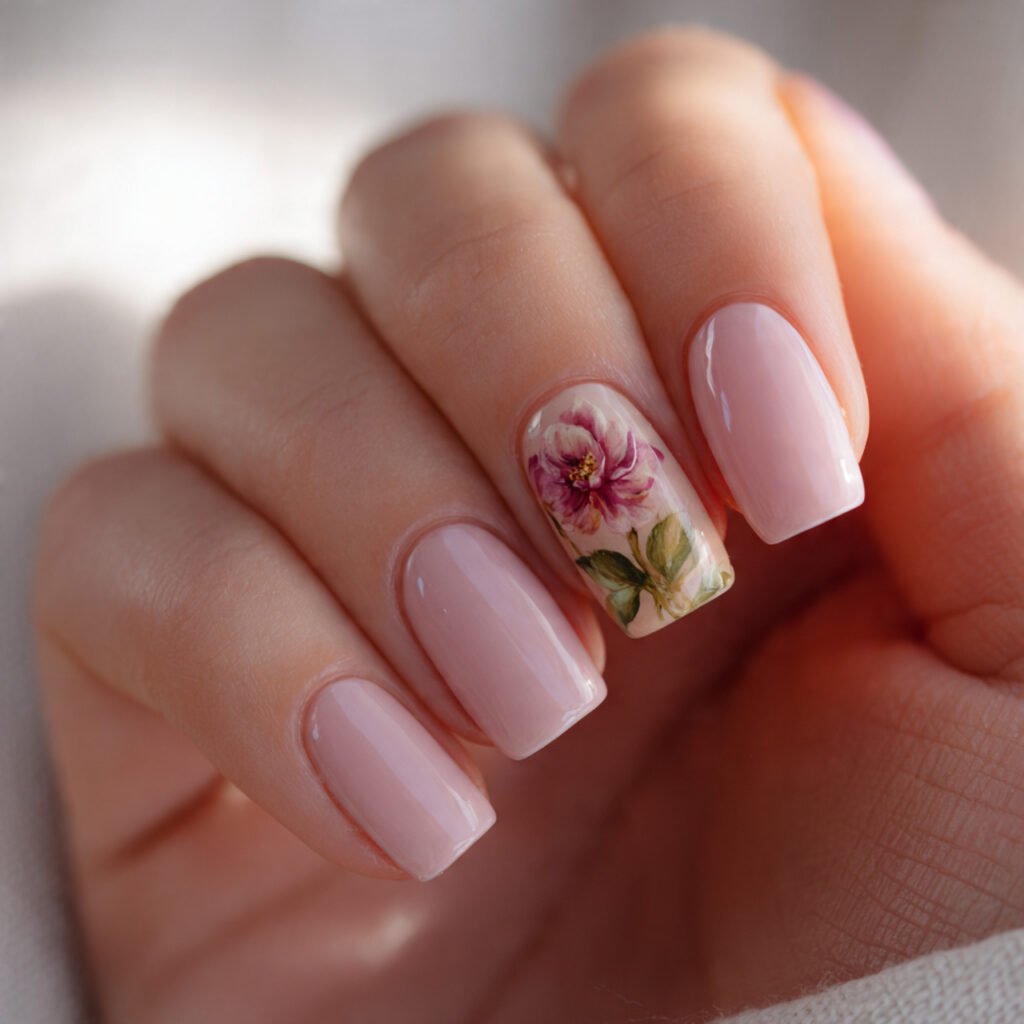 Floral Accent Nail Ideas