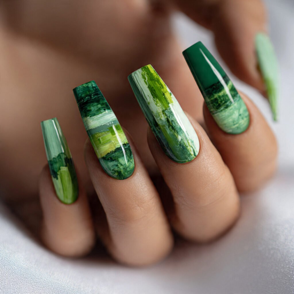 Green Abstract Nail Ideas