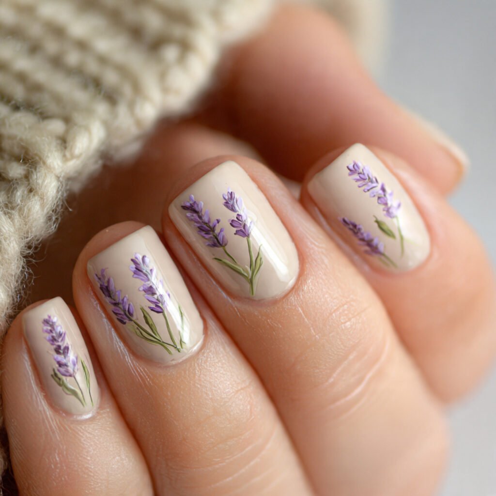 Lavender Flower Nail Ideas