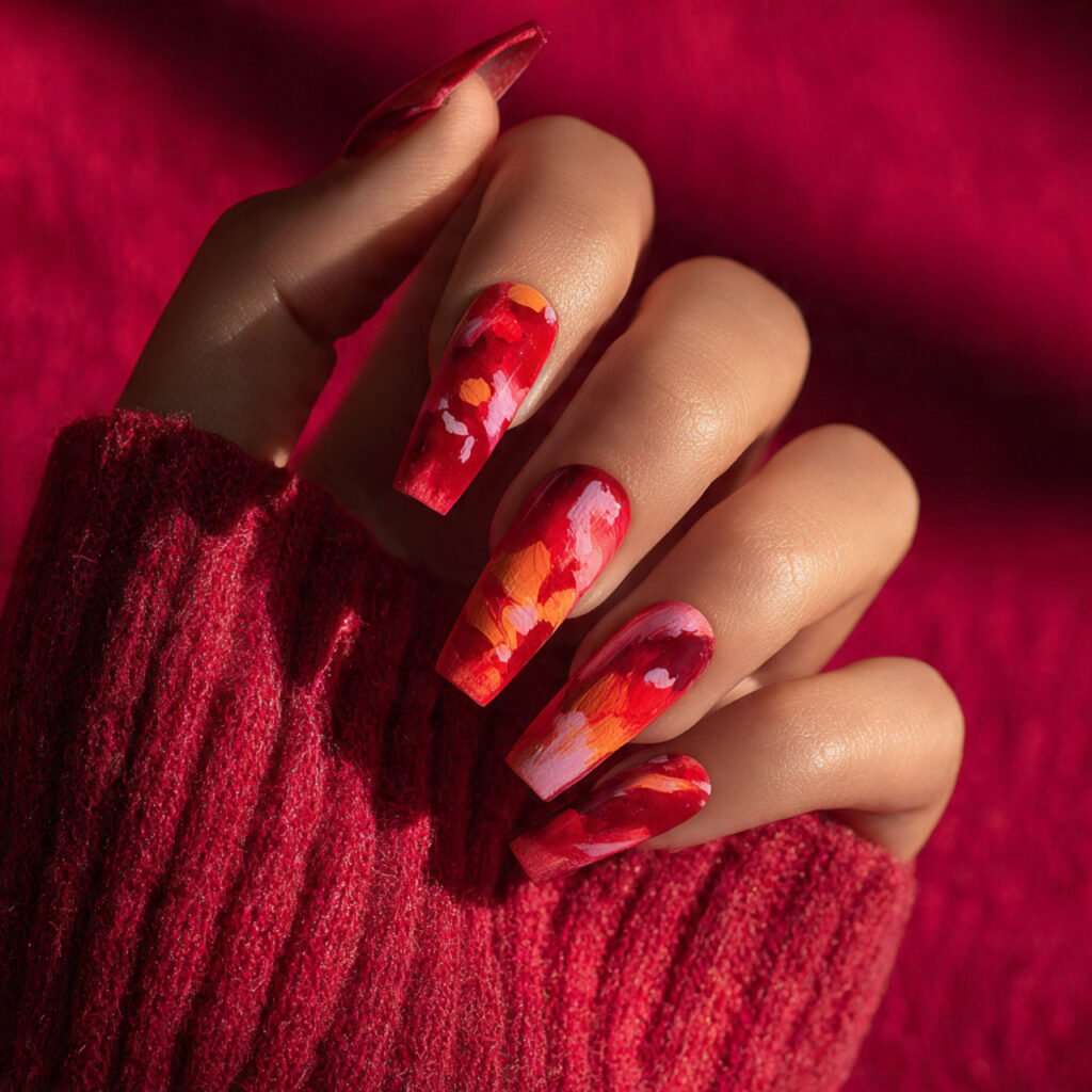 Red Abstract Nail Ideas