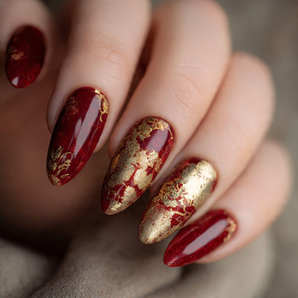 Red and Gold Nail Ideas