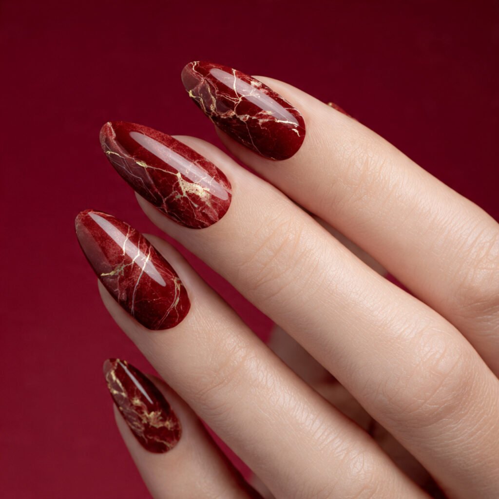 Red Marble Nail Ideas