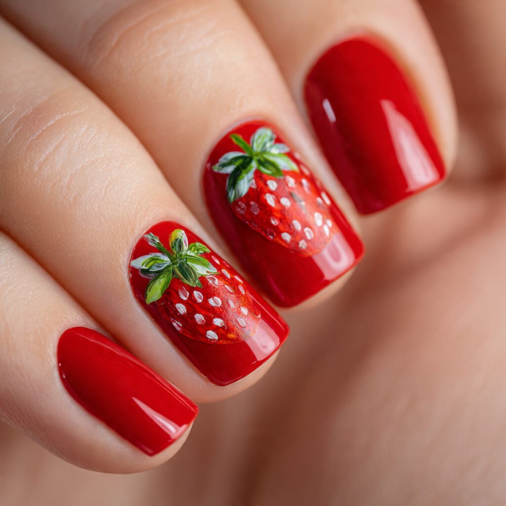 Cute Strawberry Nail Ideas
