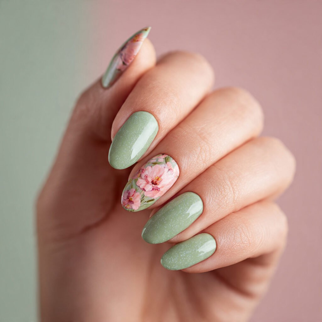 Green and Pink Nail Ideas