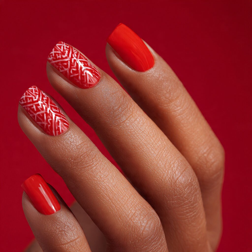 Red Negative Space Nail Ideas
