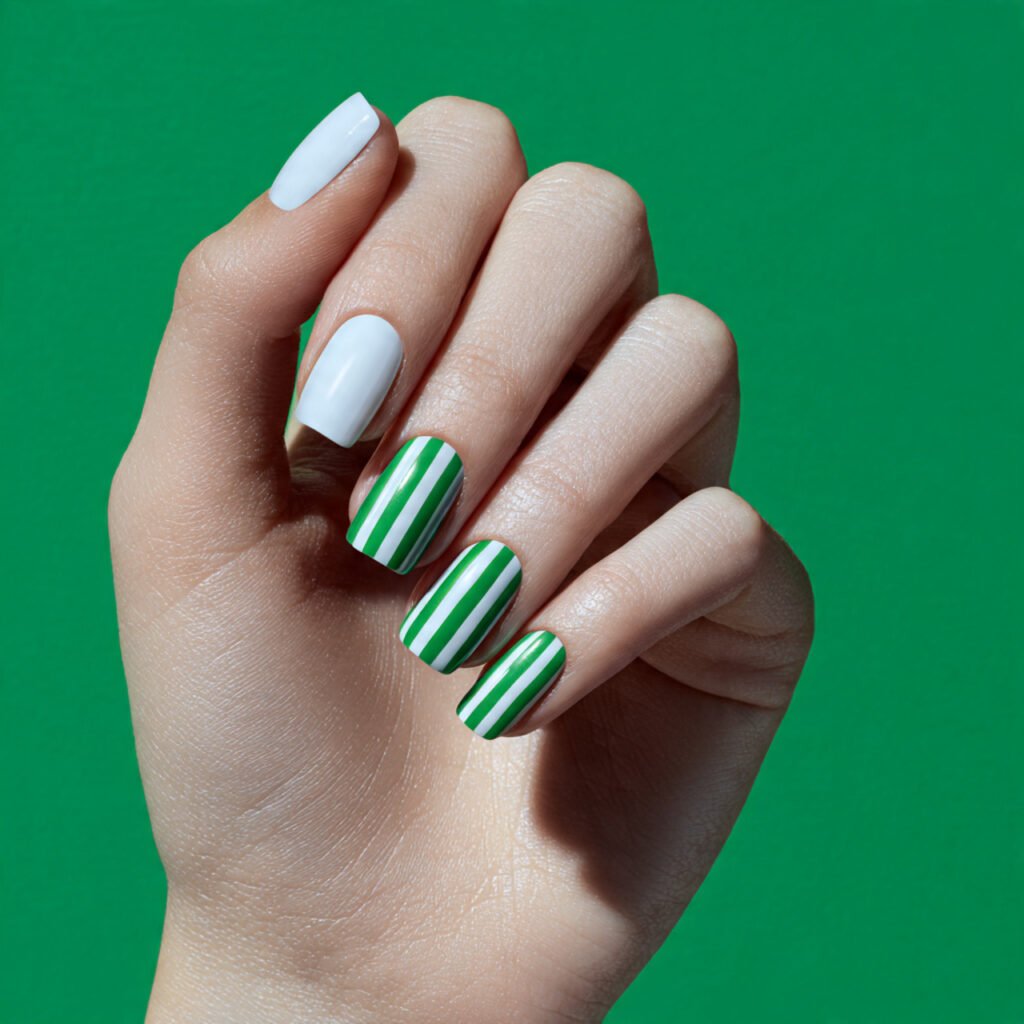Green and White Nail Ideas
