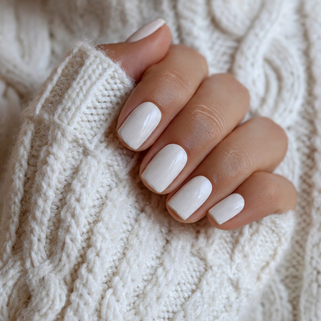 Glossy White Square Tip Aesthetic
