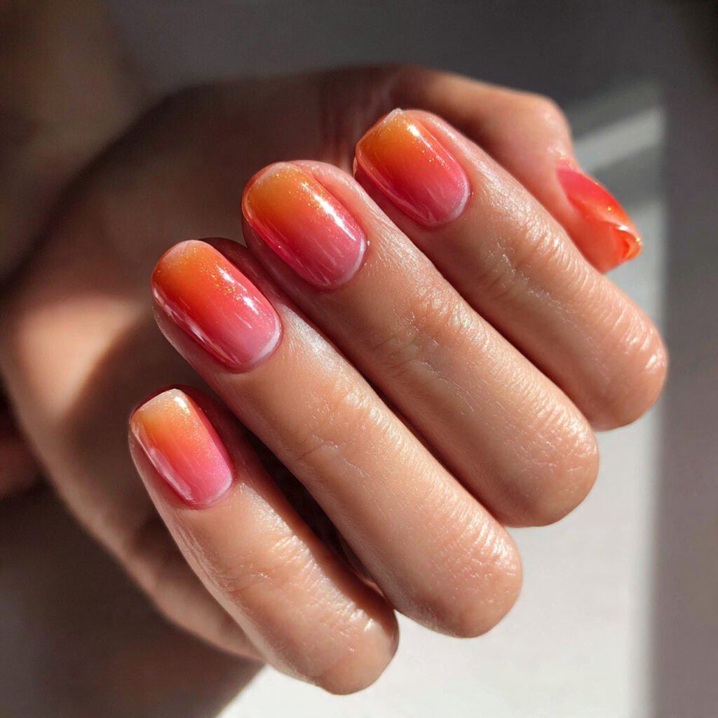 28 Stunning End of Summer Nail Color Ideas You Need to Try Now 2 Sunset Ombre Nail Ideas