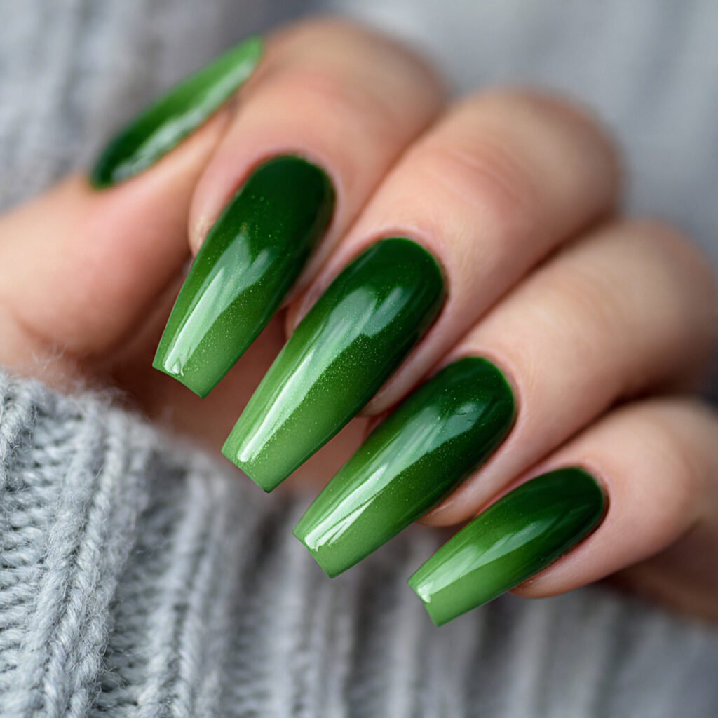 Green Coffin Nail Ideas