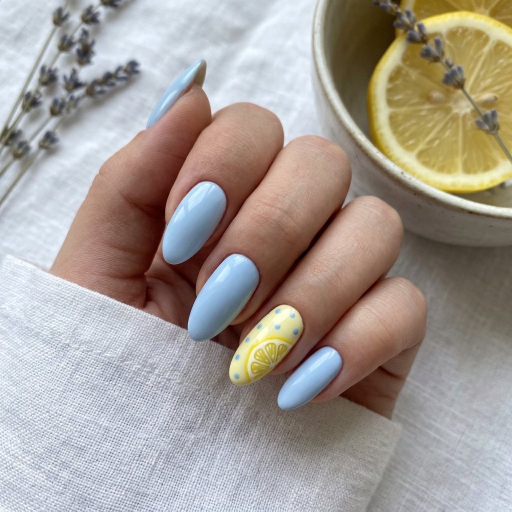 Best Lemon and Blue Nail Ideas to Try