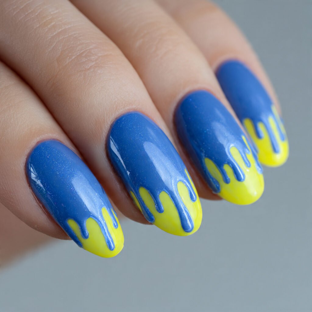 Lemon Drip and Ocean Blue Nail Ideas