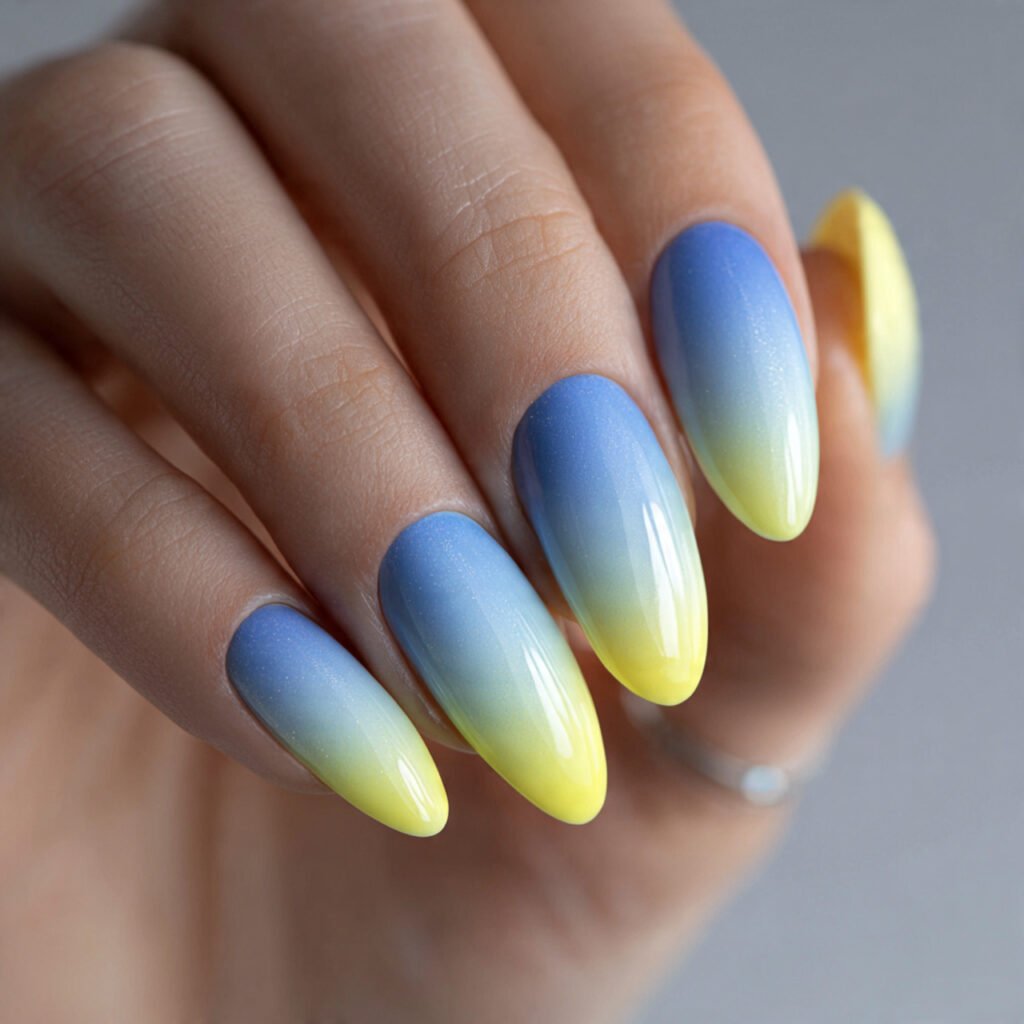 Ombre Lemon to Blue Nail Ideas