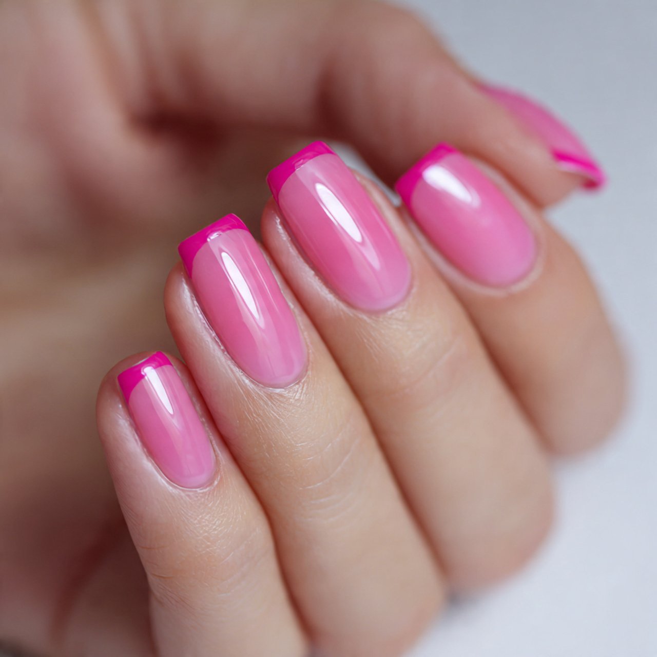 pink french tip nails