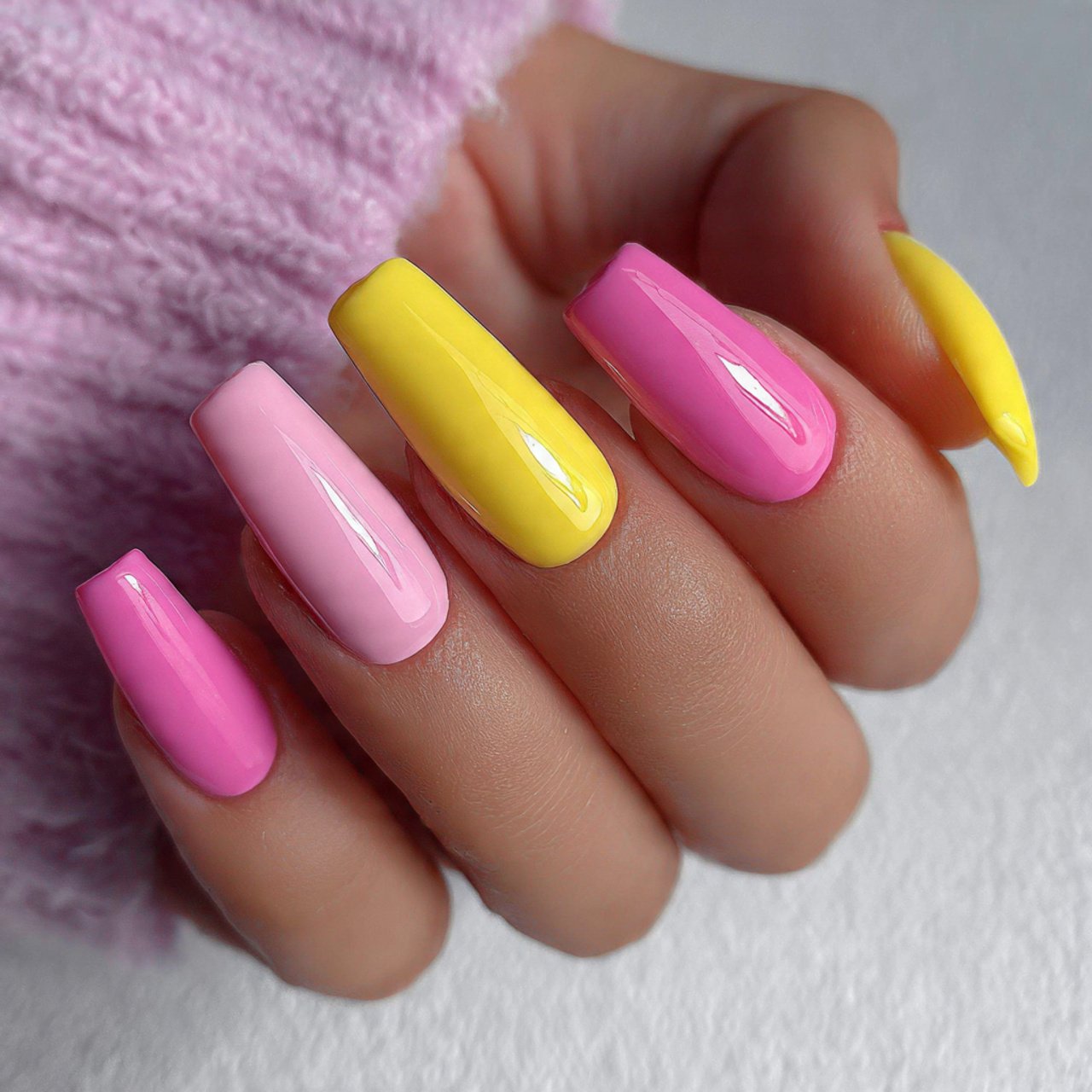 pink yellow nail ideas